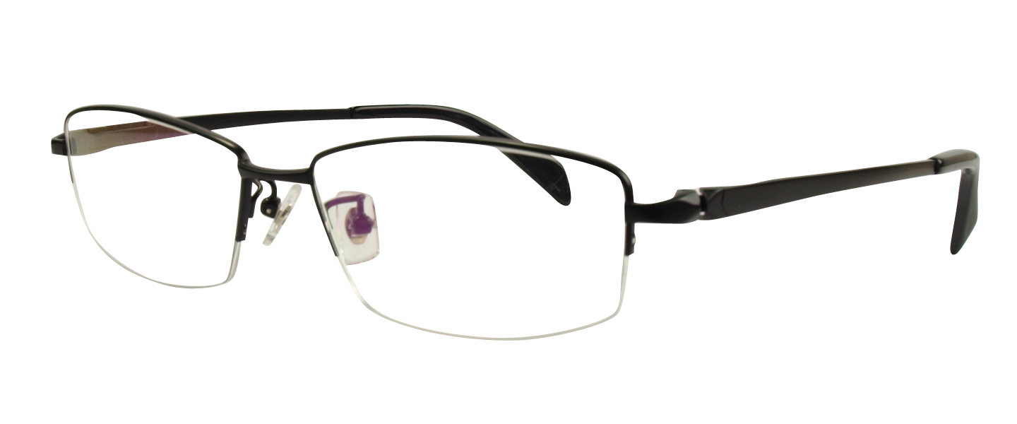 T6830 Black Semi Rimless Eyeglasses