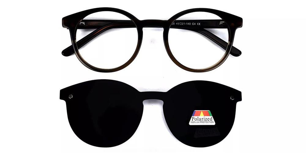 A5105 Polarized Clip-On Sunglasses Brown