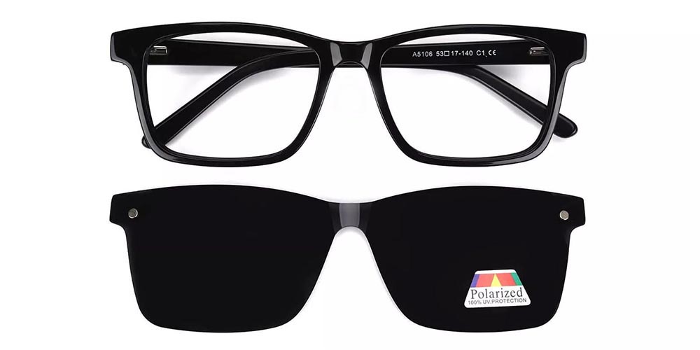 A5106 Polarized Clip-On Sunglasses Black