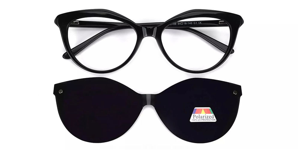 A5109 Polarized Clip-On Sunglasses Black