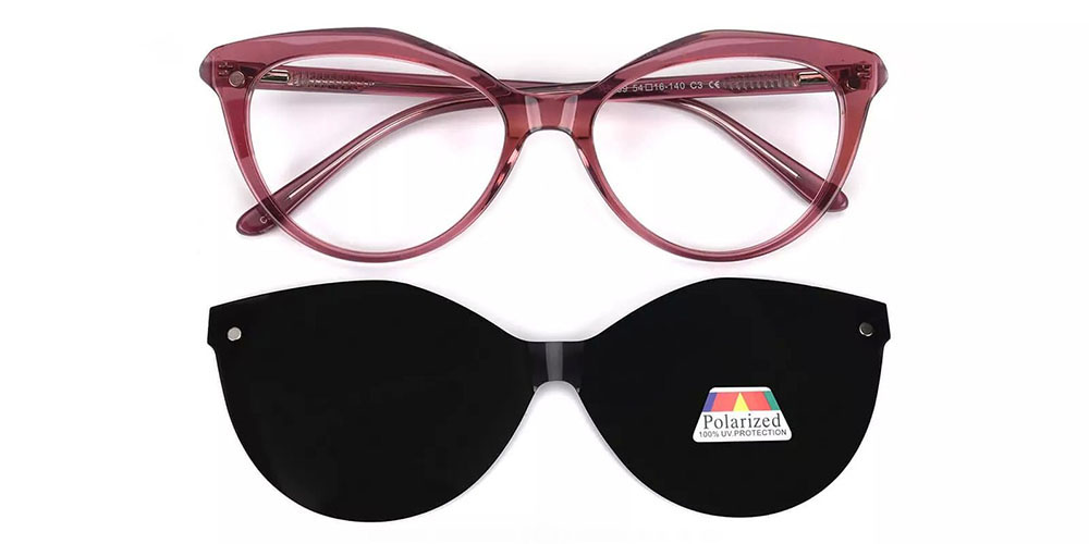 A5109 Polarized Clip-On Sunglasses Purple